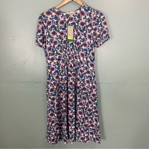 Boden Crew Neck Jersey Dress Mini‎ Floral Size 8 Long Tall - Picture 2 of 7